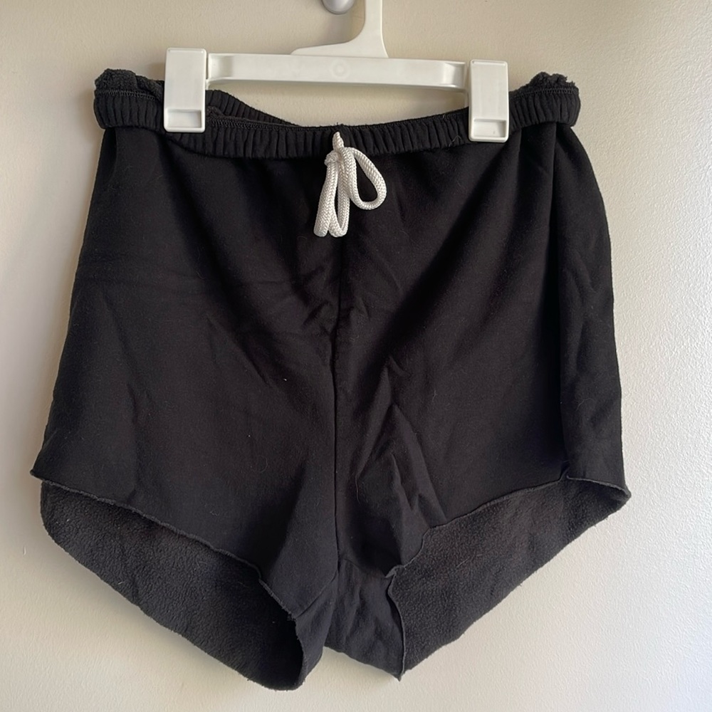 Aerie Cut Off Fleece Sweatpants Shorts Size M/L Black